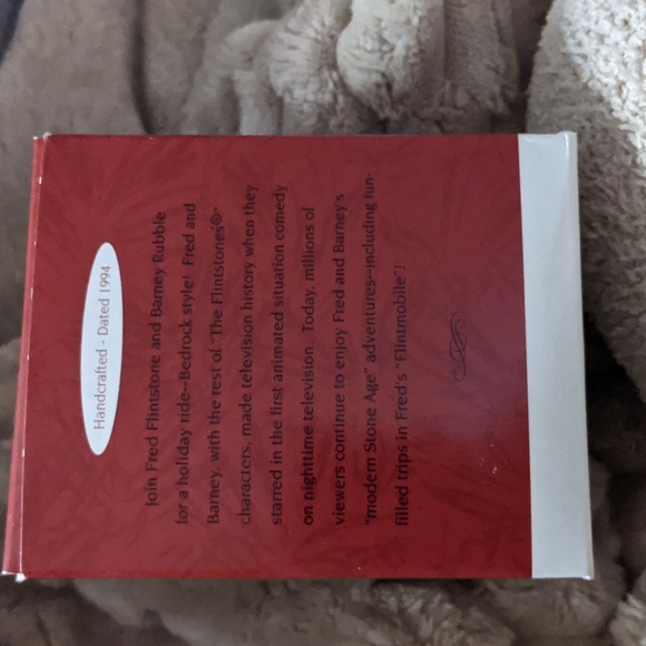 Vintage 1994 Hallmark Keepsake Flintstones Fred and Barney Flintmobile Ornament - Picture 2 of 8